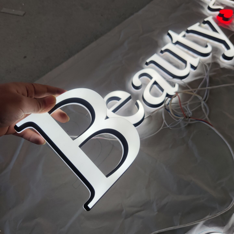 Letrero de acrílico personalizado con letras led para salón de belleza, señal con logotipo LED para tienda pequeña, venta directa de fábrica