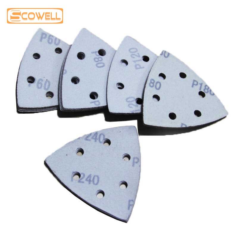 25PCS Hook Loop Triangular Sanding Paper Fits For Polishing Tools Grits P60 P80 P100 P120 P240 P320 Each 5 Pieces
