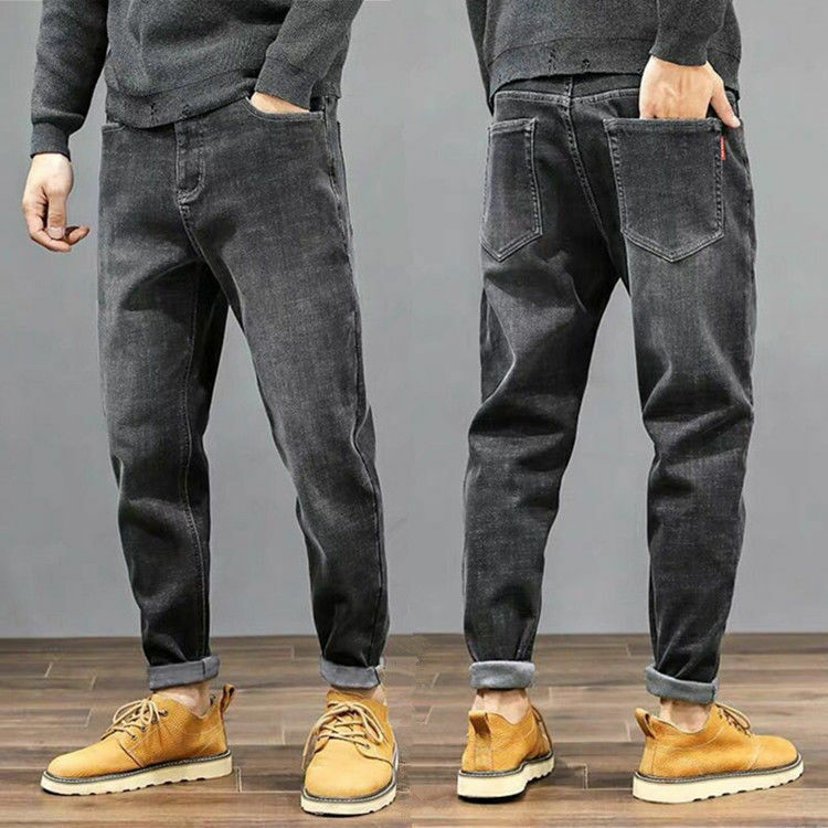 2021 New Winter Autumn Mens Cotton Casual Jeans High Quality Male Pants