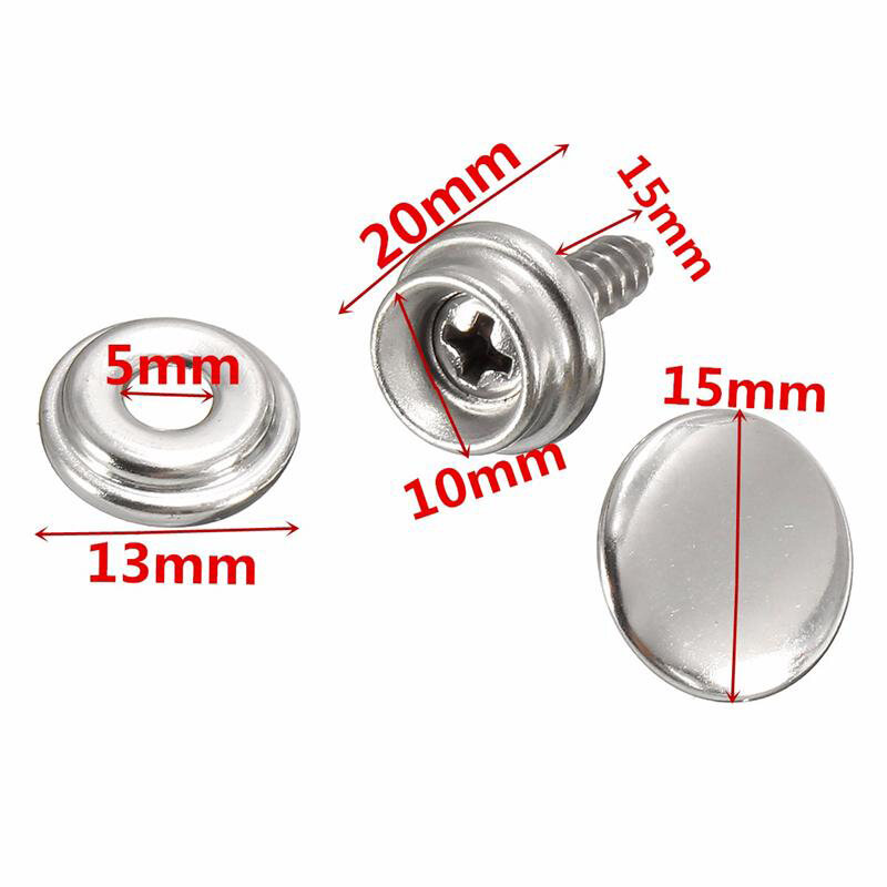 Snap Fastener Stainless Steel Canvas Cap Tent Marine Silver Tools Kit Snap Fastener Sockets Buttons Snap Fasteners