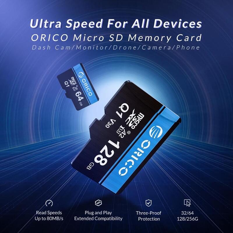 Карта памяти ORICO Micro SD, 256 ГБ, 128 ГБ, 64 ГБ, 32 ГБ, 80 МБ/с./с