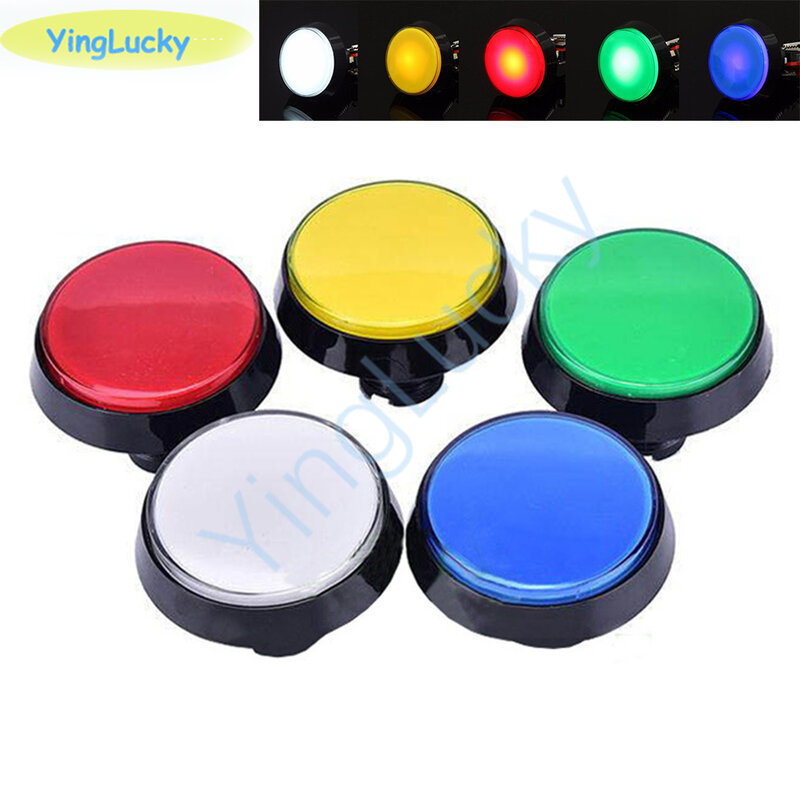 Botão de Arcade LED Light Lamp, Big Round Button, Video Game Player, Push Button Switch, Arcade Game Machine, 60mm