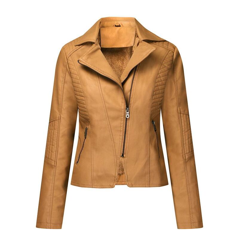 Novo estilo, jaqueta solta de couro sintético, jaqueta de motocicleta clássica feminina, outono e inverno, plus size, jaqueta feminina básica, casaco