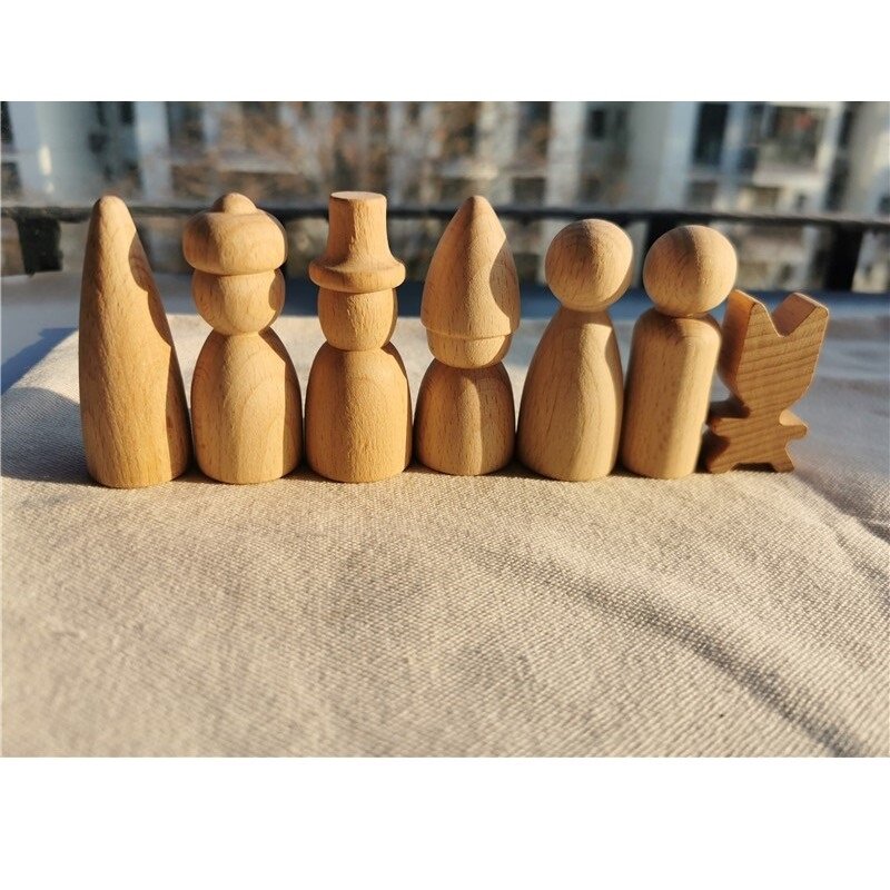 子供のための木製のペグドール,キノコの木の形をしたおもちゃ,手作りの室内装飾,16個