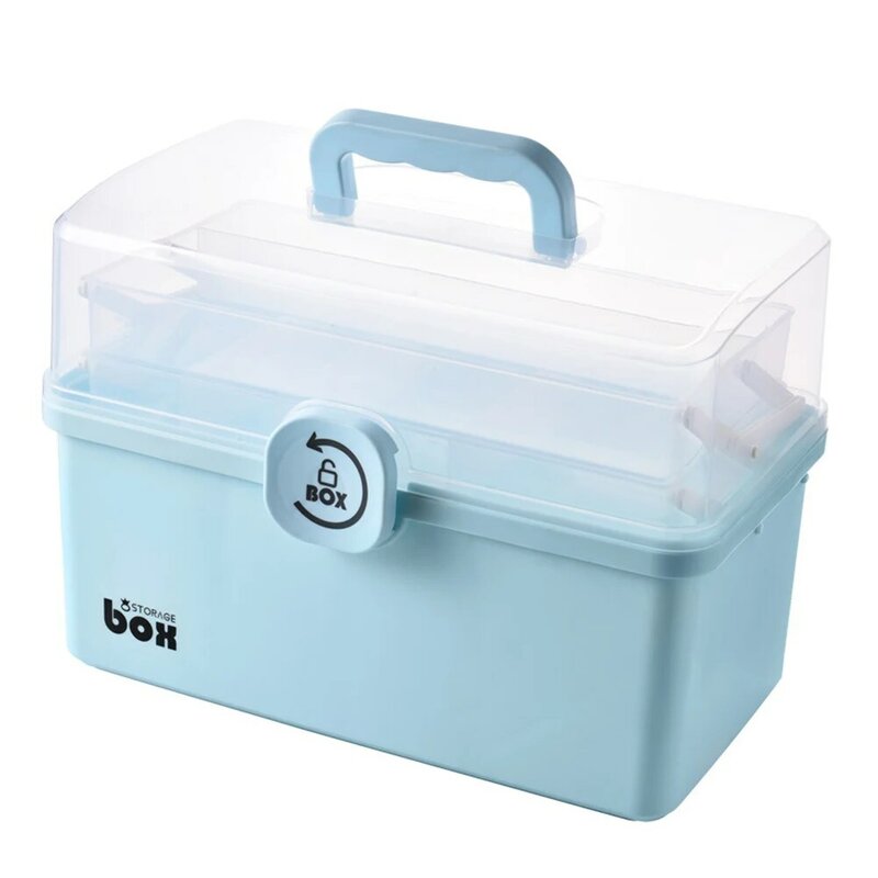 Boîte de rangement portable pour trousse de premiers soins, trousse d'urgence familiale multifonctionnelle en plastique avec poignée, 3/2 couches, GK99