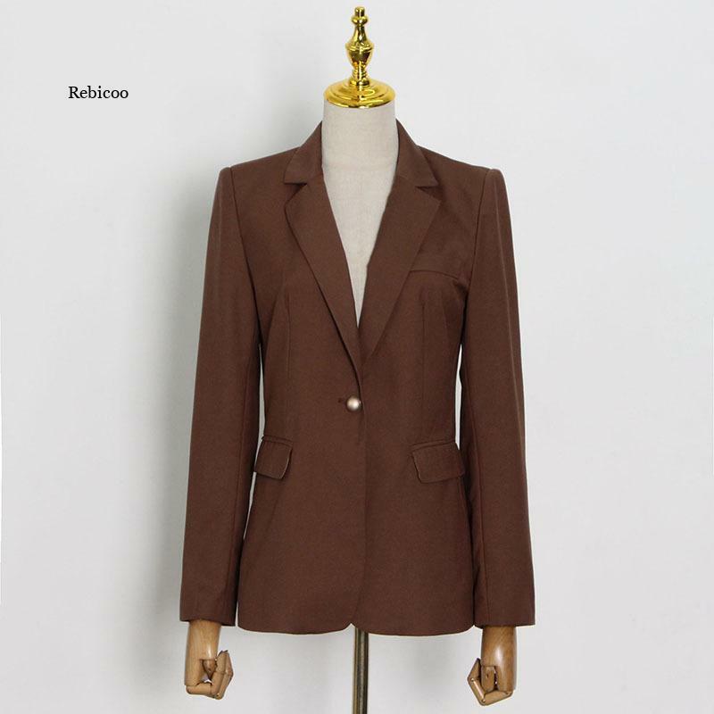 Terno feminino jaqueta outono novo estilo cor sólida um botão design sentido cor sólida curta jaqueta feminina