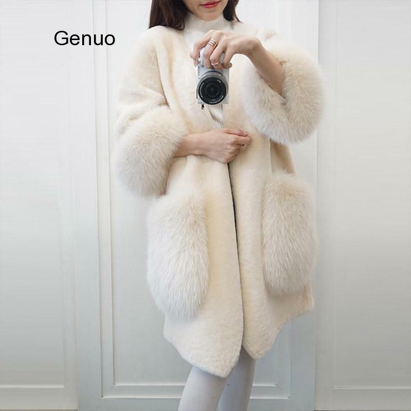 Cappotto invernale in pelliccia sintetica di alta qualità femminile elegante cappotto lungo in pelliccia cappotto allentato con scollo a v cappotti di peluche da donna spessi e caldi 2020