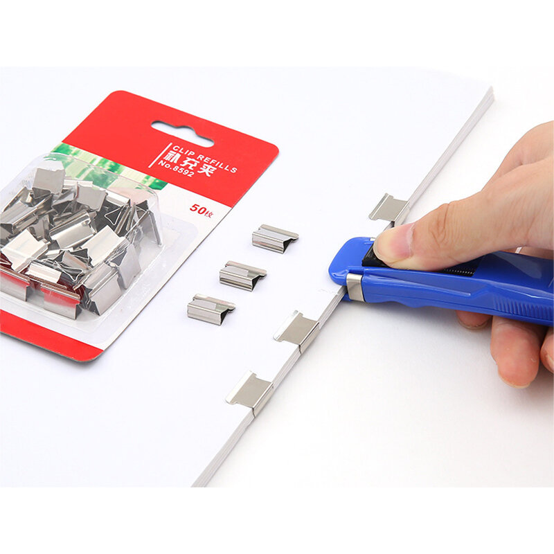 Push-Clip Gerät Tragbare Handheld Papier Schnelle Clam Clip Dispenser Metall Refill Clips für Schule Büro Student GDeals