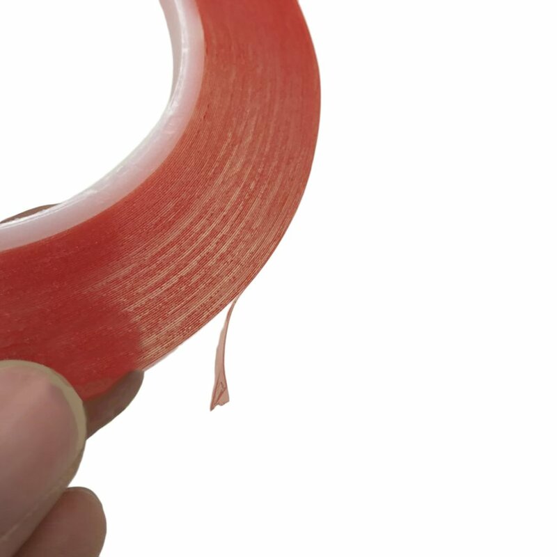 Fita adesiva lateral dobro transparente impermeável da resistência da largura de 1mm/2mm/5mm/8mm fita adesiva lateral impermeável do filme vermelho de 25 m/rolo