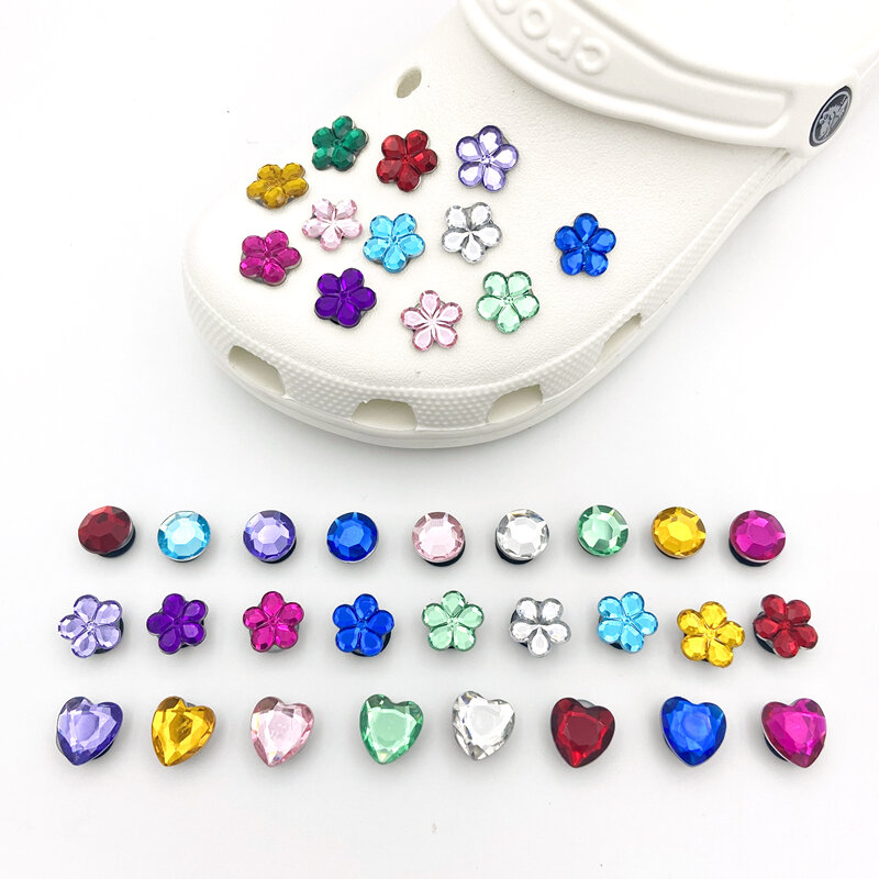 1pcs Crystal Heart-shaped Pearl Diamond Shoe Charms Garden Shoe Accessories Buckle Decorations Fit Wristband Kids Gifts