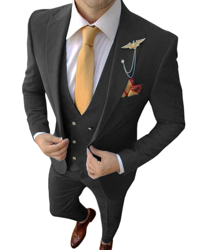 Formal Men Suits Blue 2020 Slim Fit Notch Lapel Groom Suit Mens Tuxedo Blazer Wedding/Prom Suits 3 Pieces (Blazer+Vest+Pants)
