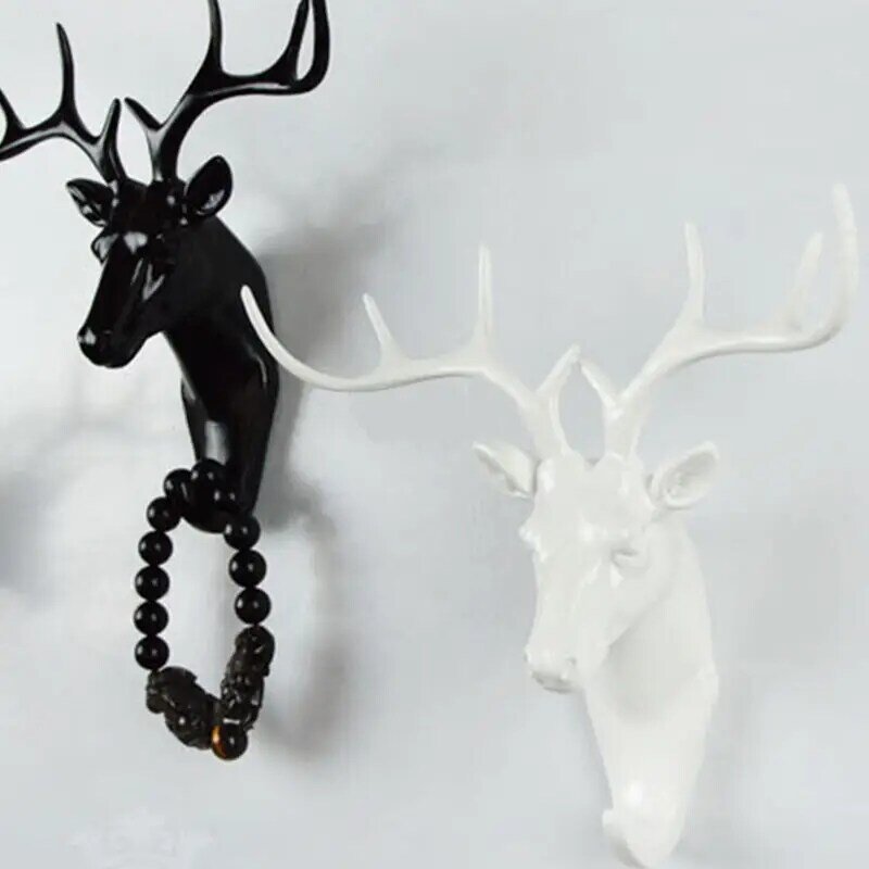 Animal cervos cabeça gancho de parede rack titular estátuas resina decoração para casa