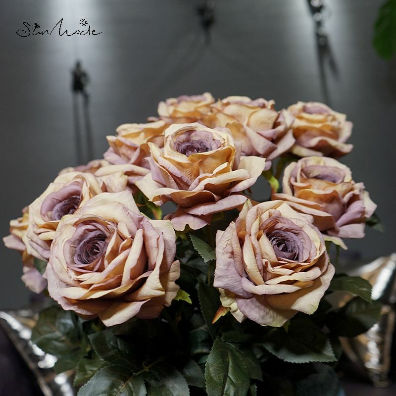 SunMade – grandes Roses artificielles violettes, 1 pièce, décoration de luxe pour salon, pour le nouvel an, pour mariage, DIY