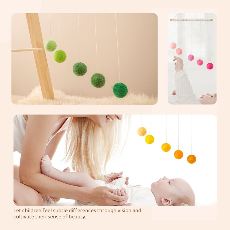 Colgante de bola de felpa Montessori para bebé, juguete de cuna colgante móvil colorido, juego sensorial Visual para niños, juguetes educativos cognitivos de Color