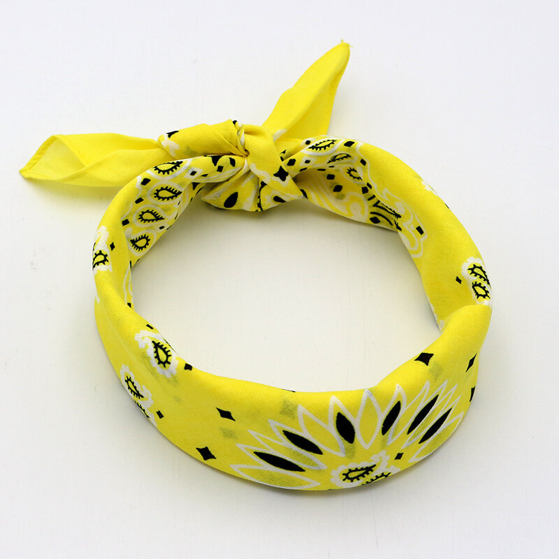 Bright Spring Summer Color Paisley Headscarves Cotton Bandana For Women Girl Heawear Pink Rose Yellow Orange Hair Bands