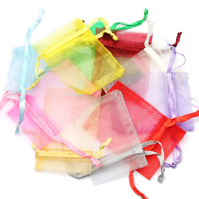 50pcs/lot Organza Bag Jewelry Packaging Gift Bag Candy Wedding Party Goodie Packing Favors Pouches Drawable Bags Present Pouche