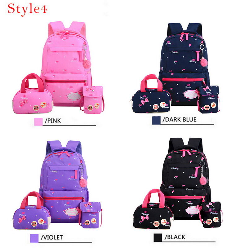 Nowy 3 zestawy plecak dziecięcy moda śliczne plecaki dla dziewczyn kwiaty drukowanie plecak podróżny tornister płótno zamek torby szkolne 2020