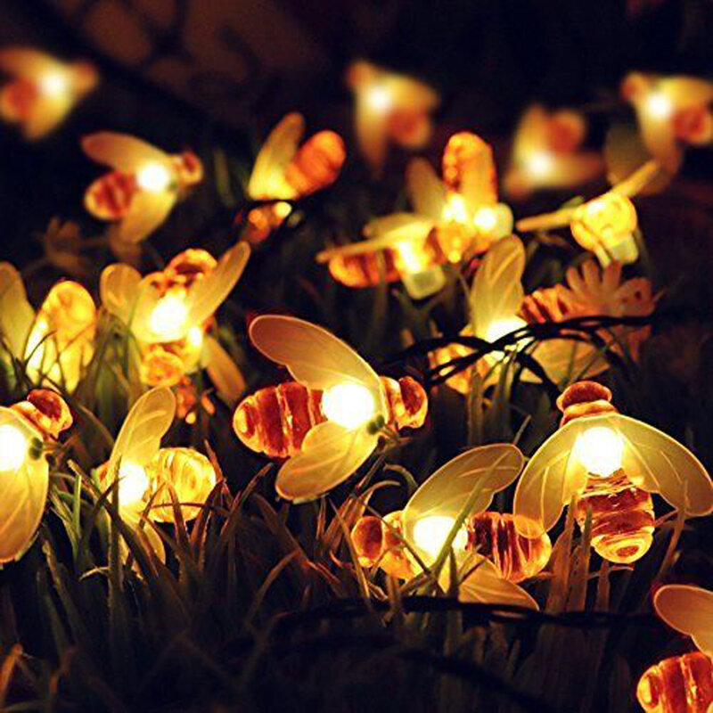 3M 6M girlanda żarówkowa LED lampki miód pszczeli w kształcie pszczoły lampki dekoracyjne na baterię 40LEDs zewnętrzne świąteczne dekoracja na przyjęcie ślubne