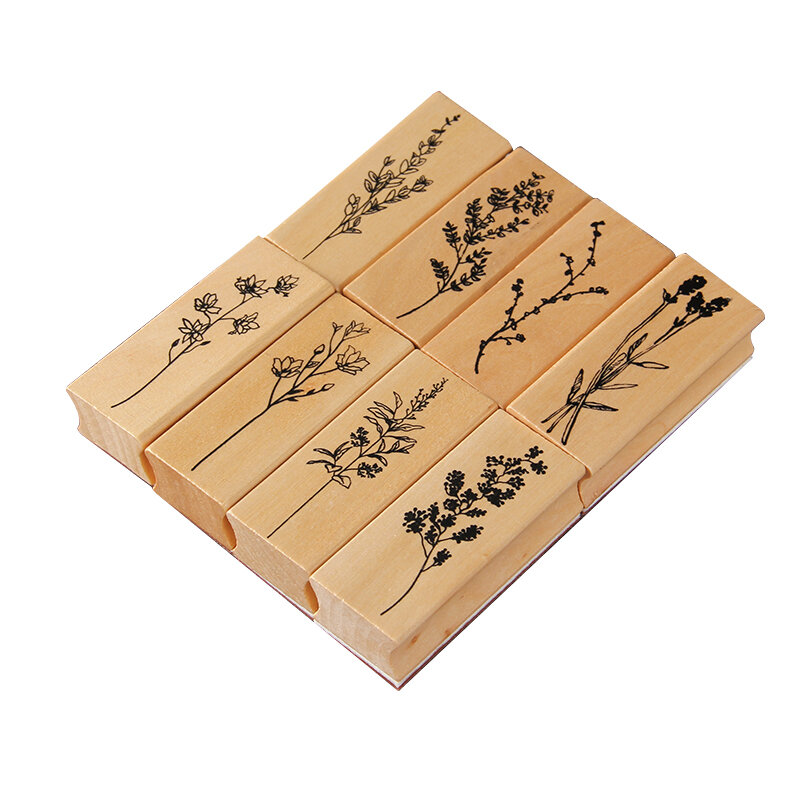 Vintage Plant Tree Wooden Rubber Stamps Set Diy Rubber Stamp For Card Making Scrapbooking