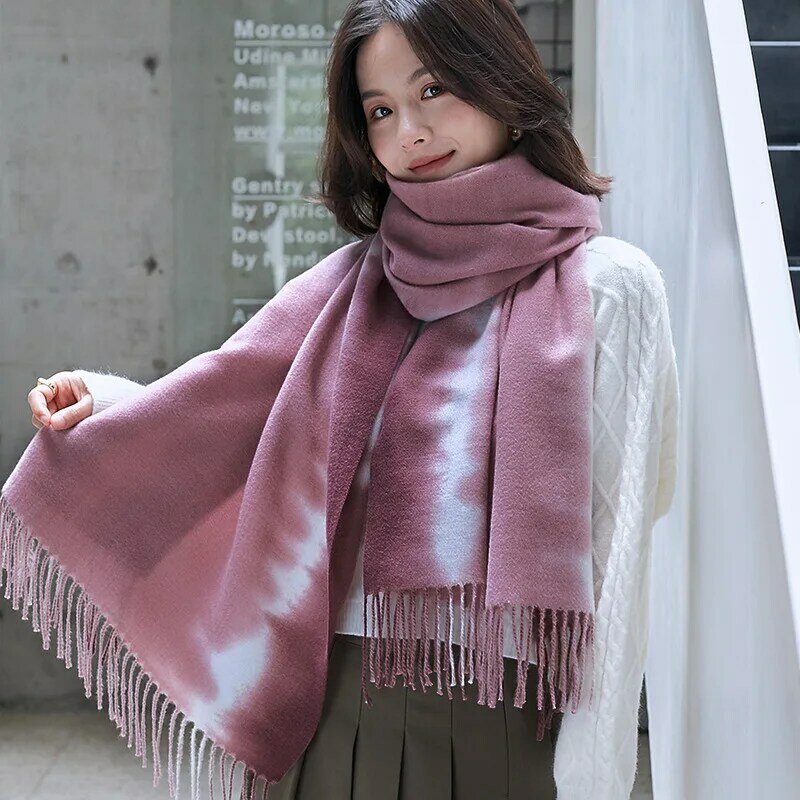 2021 sciarpa stampata Tie-Dye imitazione Cashmere nuovo stile donna autunno e inverno scialle nappa stile Clan sciarpa calda