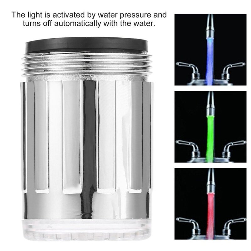Dropshipping LED Water Faucet Stream Light 7 Colors Glow Shower Tap Head Kitchen Pressure Sensor Bathroom Faucets Taps Accessory