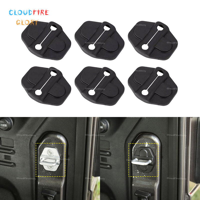 Cloudfireglory 6 pçs fechadura da porta decoração capa interior molduras abs para jeep wrangler jl 2018 2019 2020 acessórios do carro