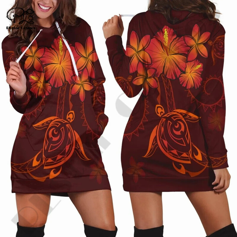 Женское платье-Толстовка PLstar Cosmos 3 с принтом, свитер этнический гибискус с татуировками в Полинезию, уличная одежда в стиле Харадзюку, уникальный пуловер, 2