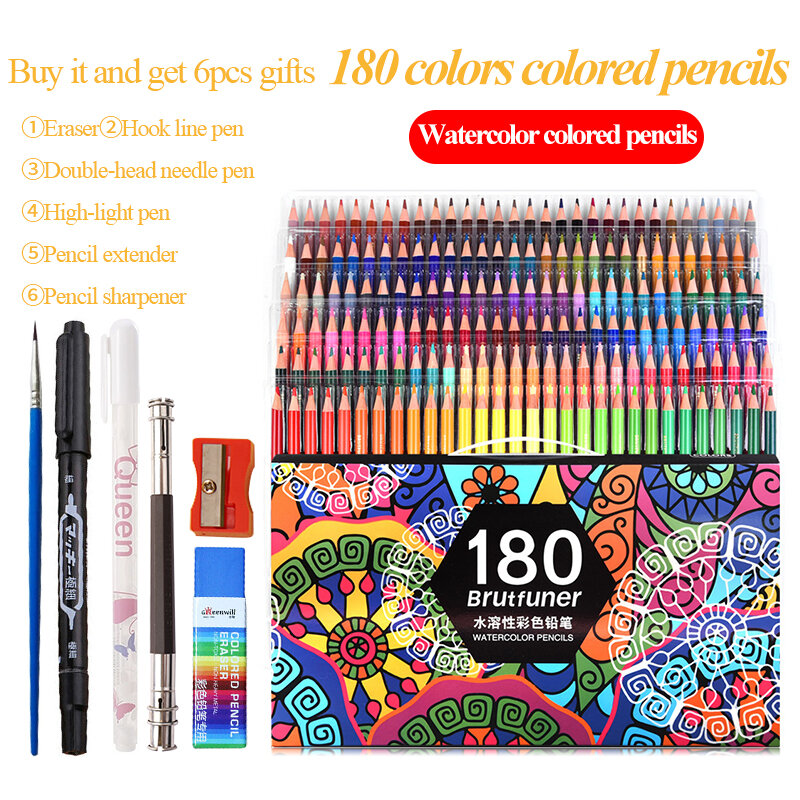 Brutfuner Art Professional ดินสอสี48/72/80/120/150/160/180สีผิวมัน/สีน้ำ aquarelle Sketch Drawing ดินสอสี