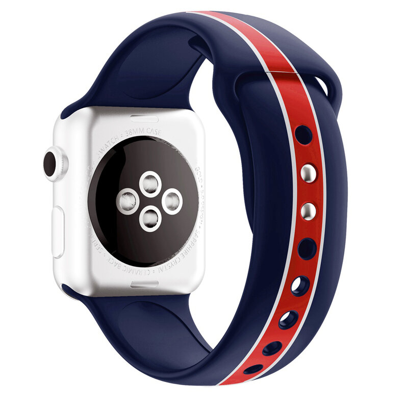 W paski opaska sportowa do zegarka Apple Watch serii 5 5 4/3/2 bransoletka pasek do iwatch 38mm/40mm/42mm/44mm miękki z silikonu do wymiany pasek