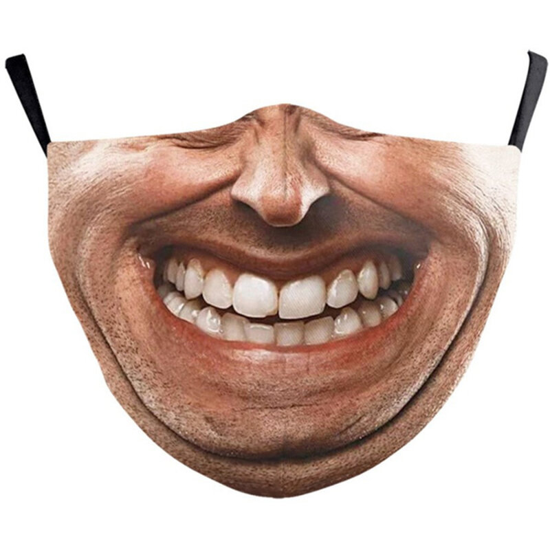 New Adults Mouth Masks Comical Printed Cotton Blend Facial Expressions Fashion Face Shield Masque Facial Masks Halloween Supply