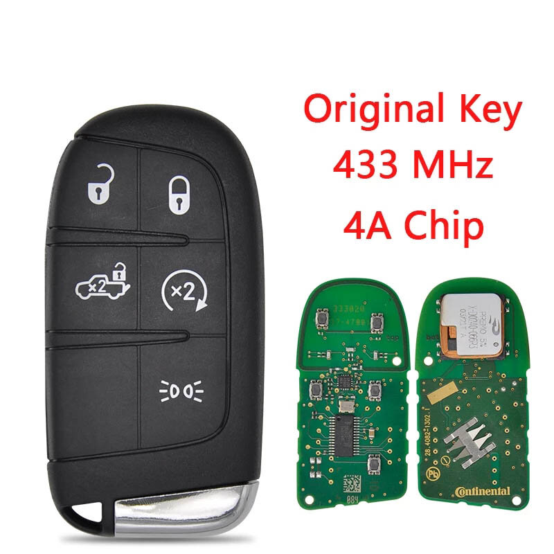 Оригинальный пульт дистанционного управления CN017023, 5 кнопок, Автомобильный ключ 433 МГц для Fiat 500 500L 500X 2016 2017 2018 2019 4A Chip