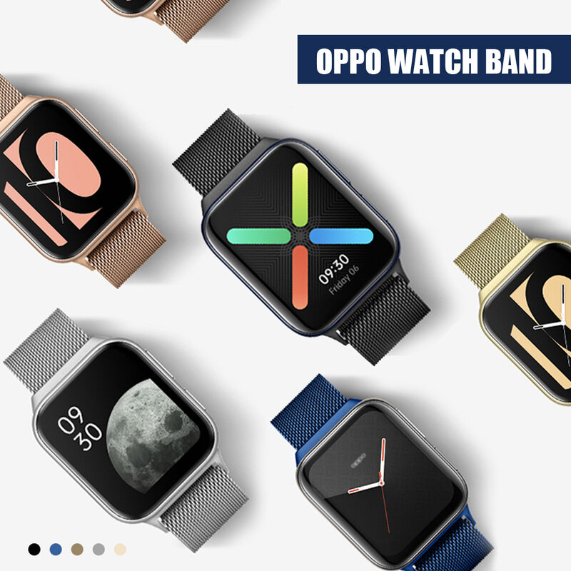 Correa magnética de acero inoxidable para Oppo Watch, pulsera deportiva de repuesto de 41mm y 46mm para accesorios de reloj inteligente Oppo
