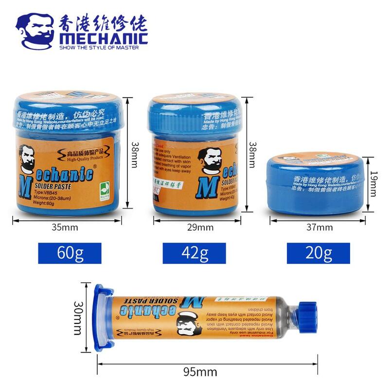 Mecânico Chumbo Solder Tin Paste, baixa temperatura, ponto de fusão, solda Flux, Welding Cream, Sn42, Bi58, PCB, BGA Repair Kit, 138 ℃