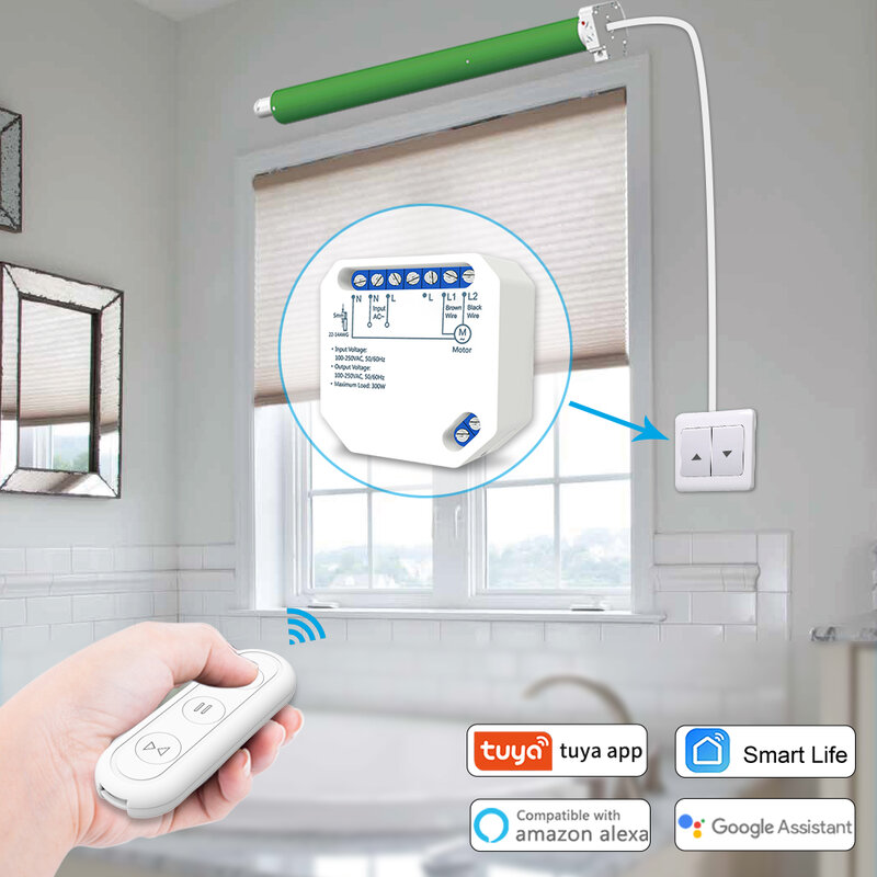 Tuya Smart Life WiFi Interruptor Cortina Cega, remoto para o obturador de rolos elétricos, protetor solar, Google Home, Alexa