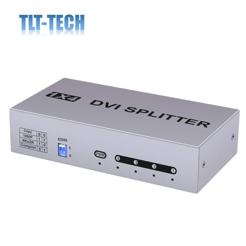Divisor de DVI-D Dual 4K2K DVI 1x4 compatible con EDID 1080p UHD 3D, puerto de pantalla 4xdvi-i, dongle divisor para PC