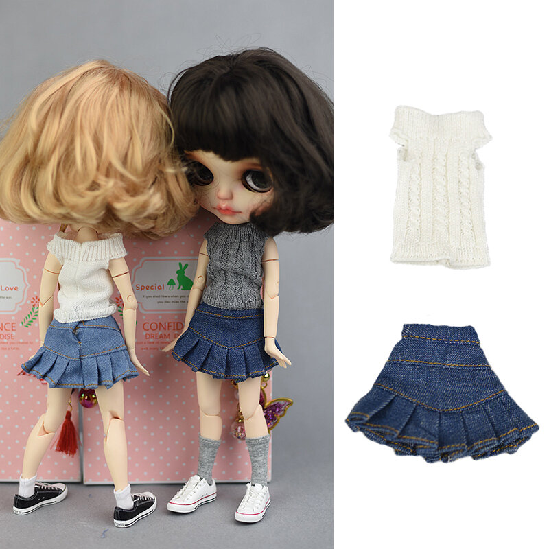 New Design Fashion Blythe Clothes Outfit Tops Sweater and Jeans Skirt Dress Suitable For Blyth Azone Licca 1/6 Dolls