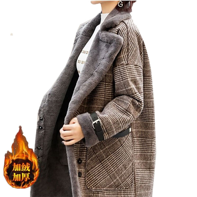 2022ฤดูหนาว Warm Coat Plush หนาแกะขนสัตว์ผู้หญิงกลางยาวกำมะหยี่หลวมตาข่าย Plush Fur Coat หญิงแจ็คเก็ตอุ่น Vinta