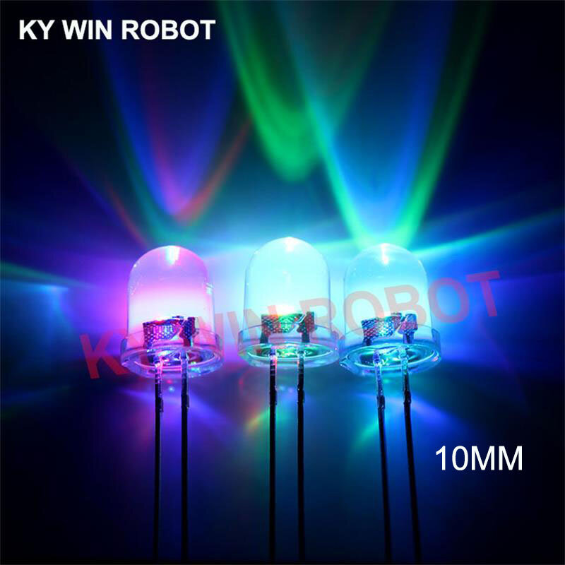 Diode électroluminescente LED ronde, flash RVB rapide/lent, rouge, vert, bleu, arc-en-ciel, multi-documents, kit complet de bricolage, F10, 10mm, lot de 10 pièces