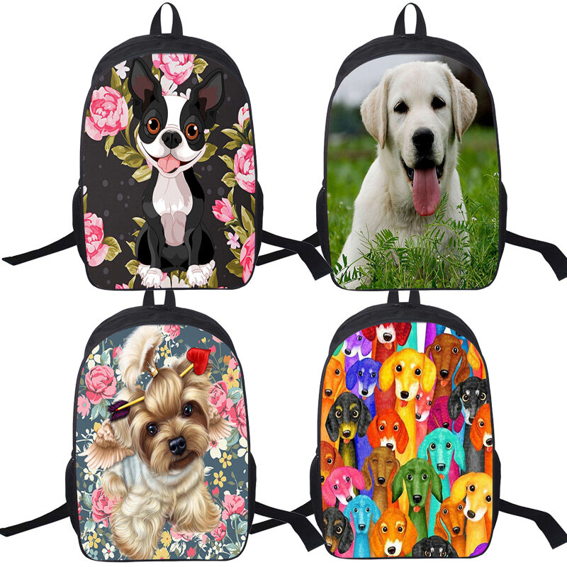 Kawaii สุนัข Bulldog กระเป๋าเป้สะพายหลังบอสตัน Terrier Bookbags Boys หญิง Husky สุนัข Schoolbags เยอรมัน Shepherd แล็ปท็อปเป้หลัง
