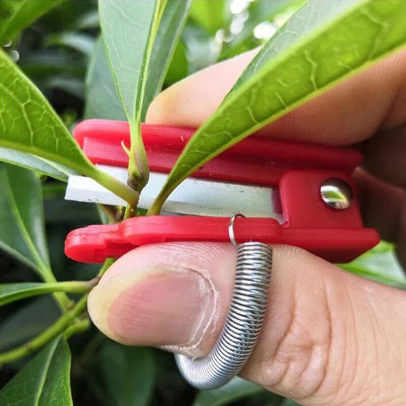 Vermelho multifuncional faca de polegar seguro ferramenta lâmina frutas podador jardim dispositivo colheita frutas lâmina corte anéis dedo protetor