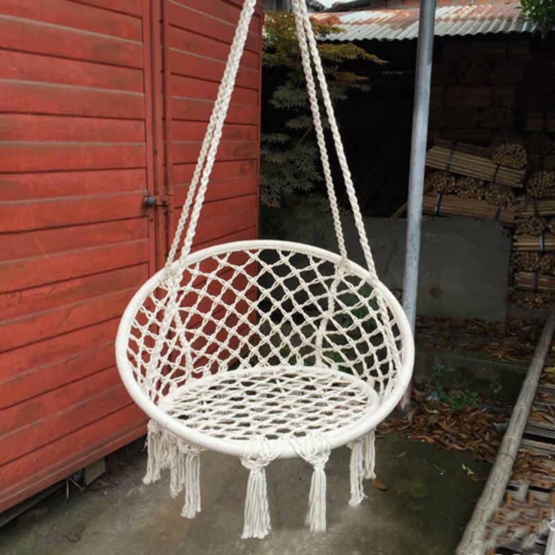 Hamaca redonda de estilo nórdico, hamaca colgante de seguridad, silla de cuerda para columpio, silla colgante de interior y exterior, asiento de jardín para niños