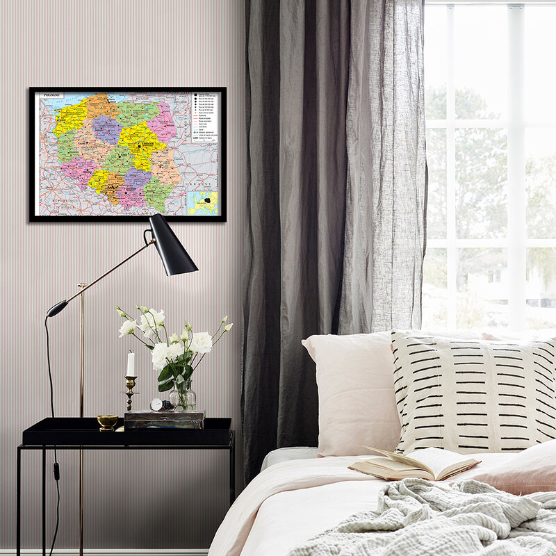 59*42cm Transportation Map of The Poland Wall Map In French Small Poster Canvas Painting Travel School Supplies Home Decor