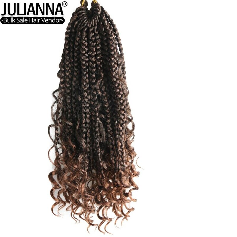 Diosa Box-trenzas de cabello de ganchillo con extremos rizados, extensiones de pelo trenzado sintético para mujeres negras, cabello trenzado de ganchillo