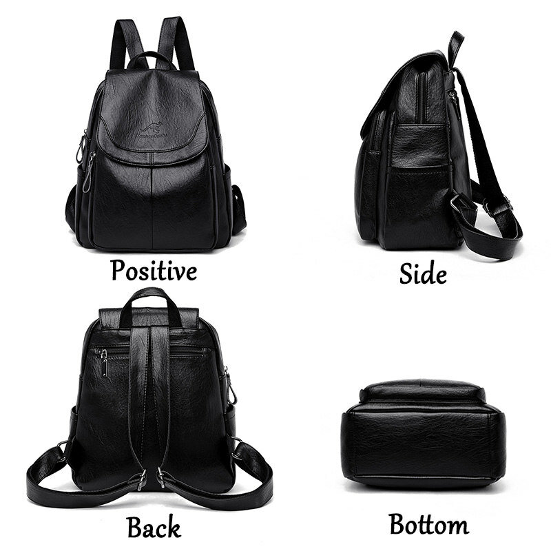 9 Color Women Soft Leather Backpacks Vintage Female Shoulder Bags Sac a Dos Casual Travel Ladies Bagpack Mochilas School Bags