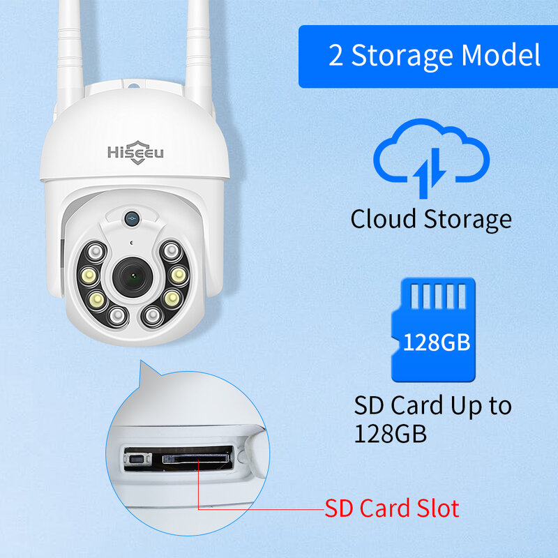 Hiseeu-Caméra de surveillance extérieure PTZ IP WiFi HD 5MP, dispositif de sécurité sans fil, avec n'aime numérique x5, audio P2P, suivi automatique, IA, poignées humaines, etc.