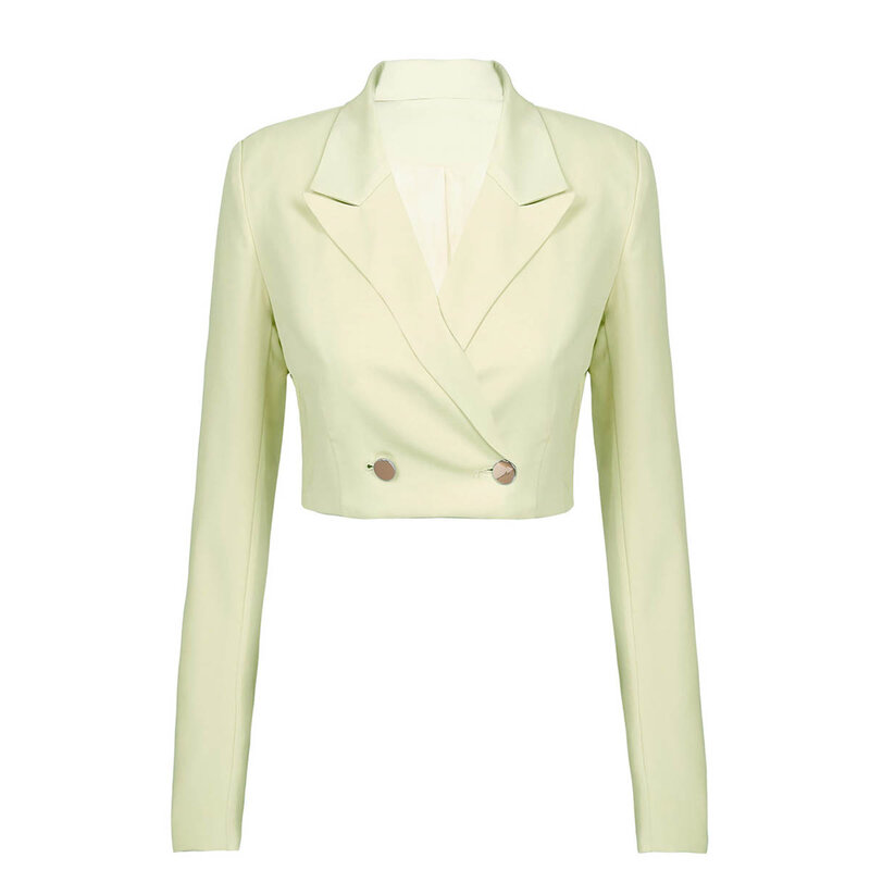 Jaqueta de manga comprida feminina, casaco cor sólida, blazer de lapela curto, tops para senhoras do escritório, terno de trabalho, outwear casual