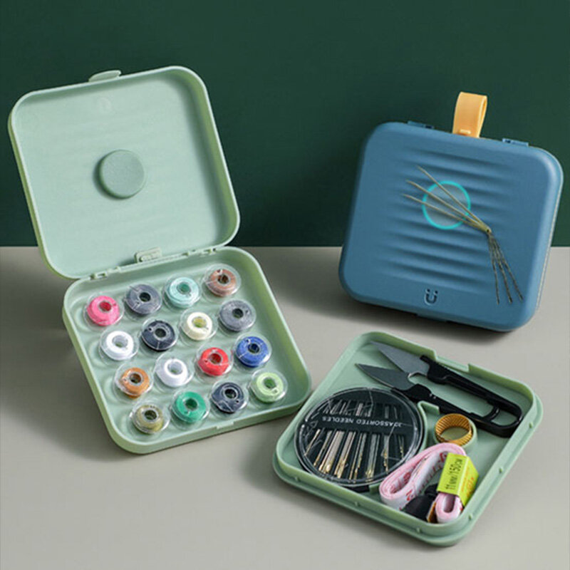 Caixa de costura de viagem portátil conjunto caixa de armazenamento pequeno multifuncional kit de costura magnética acessórios costura artesanal do agregado familiar