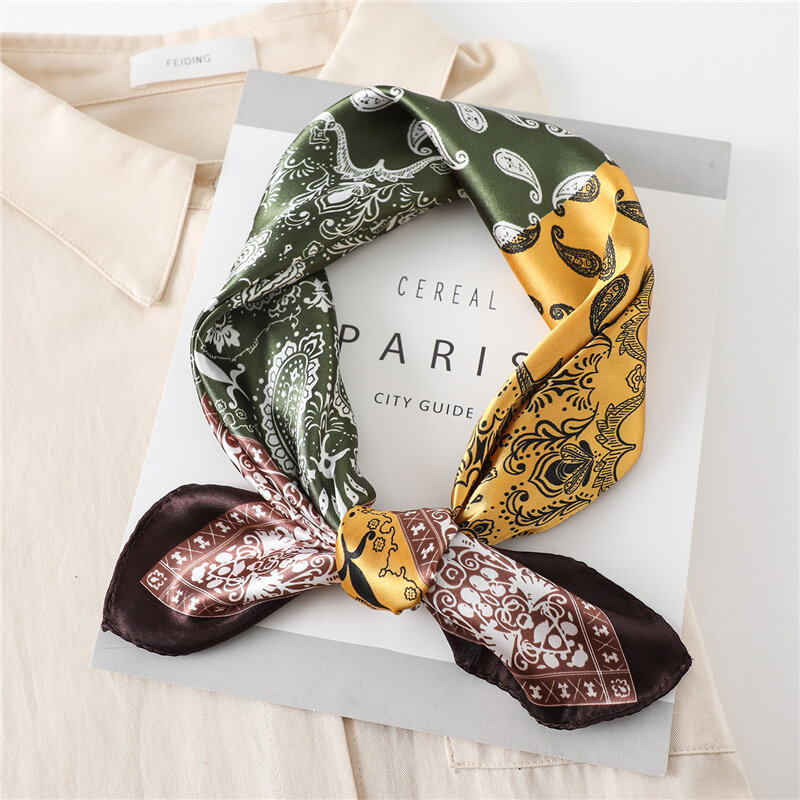 2021 bufanda de seda cuadrado de la señora del pelo mantón abrigos bolsa bufandas Foulard de cuello impresión diseñador de las mujeres pañuelo cabeza Hijab pañuelo de verano