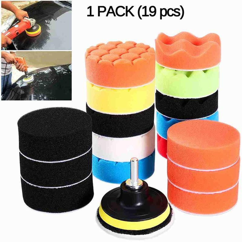 19Pcs 3" Car Polishing Pads Sponge Buffing Polishing Pad Kit for Car Polisher with Drill Adapter Buffing Car Tool Accessories