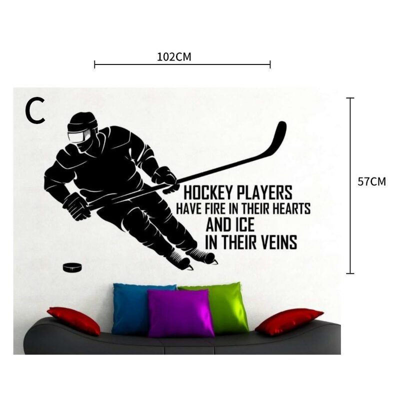 Hockey Speler Muurstickers Persoonlijke Naam En Nummer Jongens Kamer Decoratie Vinyl Muurstickers School Slaapzalen Art Deco Stickers